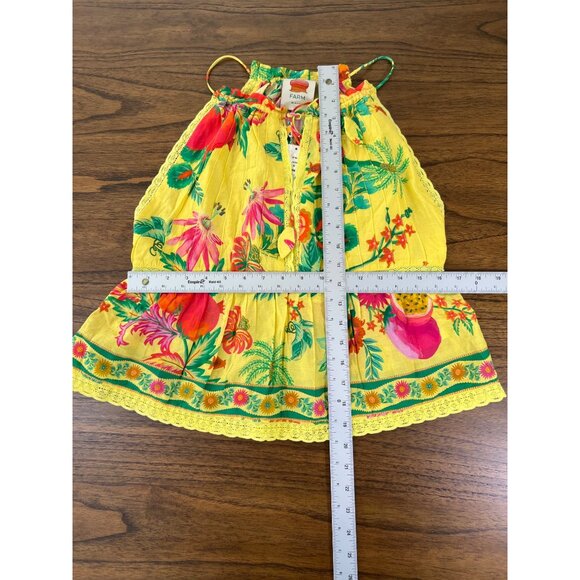 New FARM RIO size S small delicate fruit garden yellow sleeveless blouse top NWT - Picture 8 of 8